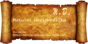Matulai Dezideráta névjegykártya